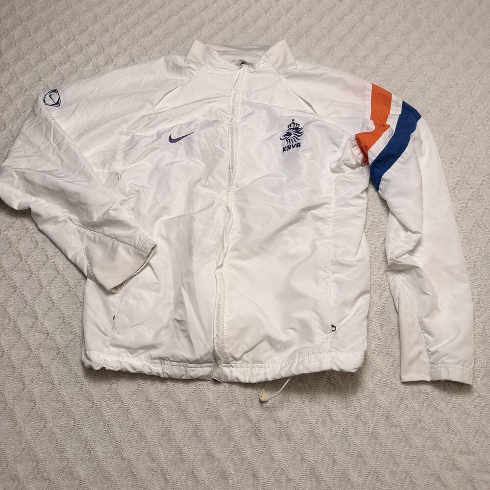 NETHERLANDS TRAINING FOOTBALL SOCCER TRACK TOP JACKET NIKE SIZE LARGE MENS WHITE